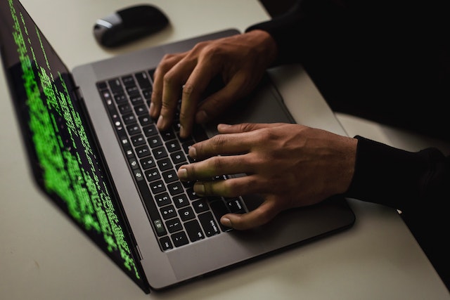 person typing on computer